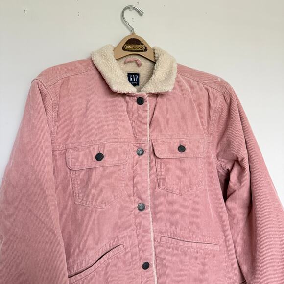 VTG Gap Denim Womens Jacket XL Sherpa Lined Icon Pink Trucker Y2K Camp Western - Picture 3 of 9